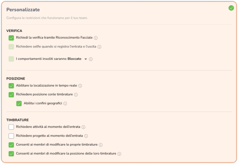 Custom time clock restrictions